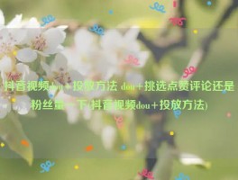 抖音视频dou+投放方法 dou+挑选点赞评论还是粉丝量一下(抖音视频dou+投放方法)